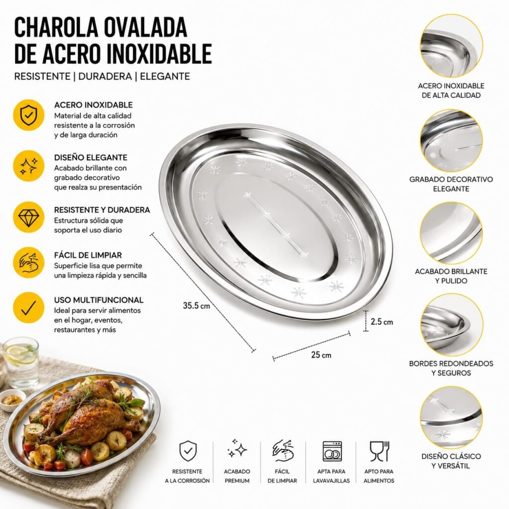 Charola Ovalada Inox