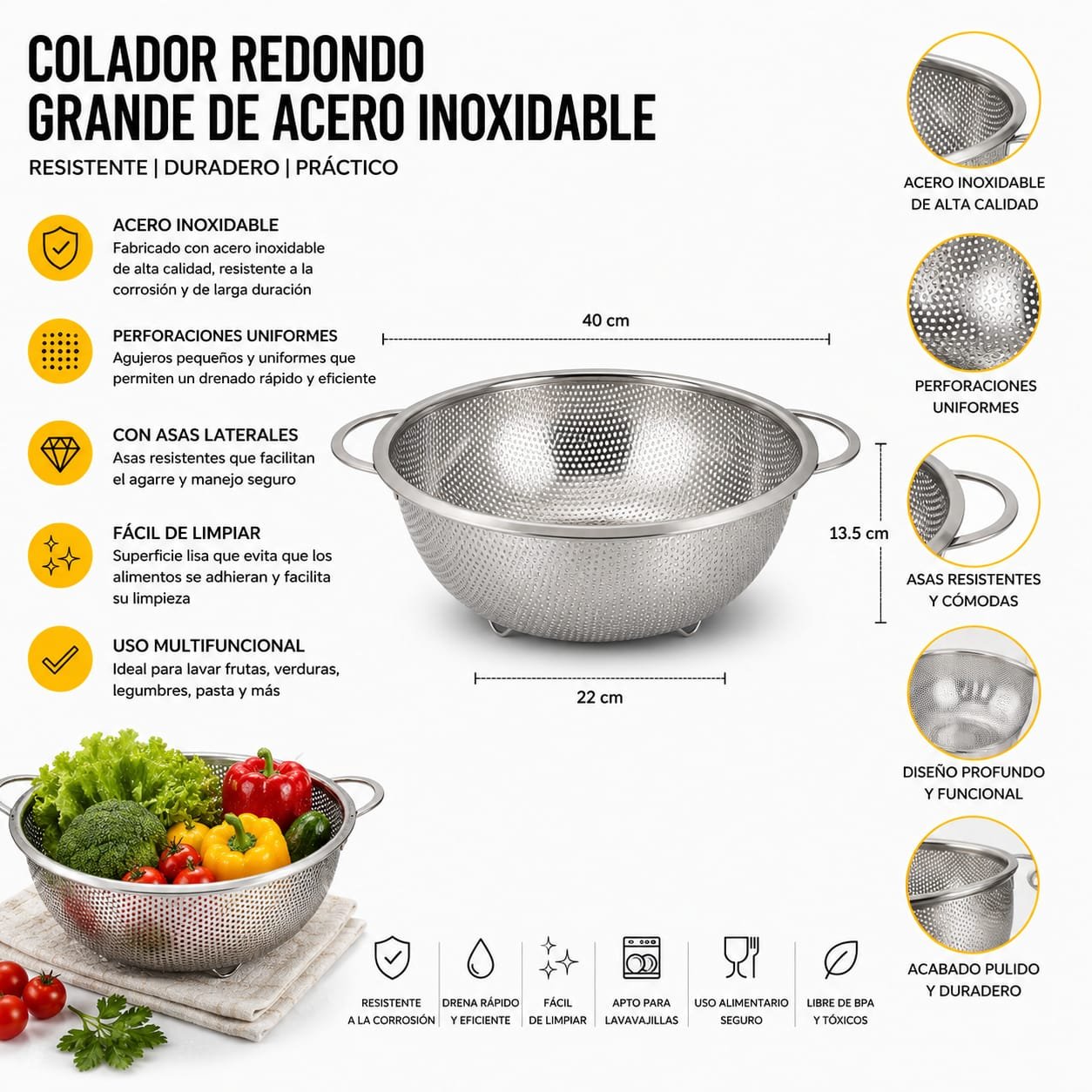 Colador Redondo Inox