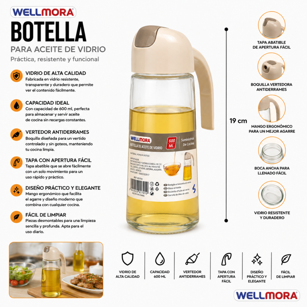 Botella de Vidrio para Aceite